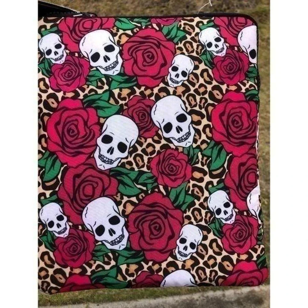Chinese Laundry Padded iPad Sleeve Case Leopard Rose Skull Rockabilly NWT